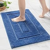 MIULEE Badematten rutschfeste Badvorleger Badteppich Duschmatte Weich und Saugfähig badezimmerteppich Waschbar Maschine Waschbar Teppiche Geeignet für Bad Dusche und Toilette 40x60 cm Blau