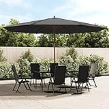 JUNZAI Sonnenschirm mit Holzmast, Sonnenschirm Balkon, Balkon Zubehör, Balkonschirm, Balkon Gadgets, Außen-Sonnenschirm, Parasol De Jardin, Anthrazit 400x273 cm