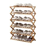 XYSQWZ Schuhregal aus Bambus, Schuhregal aus Holz, Faltbare Schuhregale, schnelle Montage, kein Werkzeug erforderlich, für bis zu 20 Paar, aus natürlichem Bambus, montagefrei, für Flur, Badezimmer,