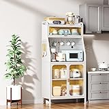 5-stufiger Kaffee-barschrank, Mikrowellenständer Mit Küchenregal, Buffet-sideboard Mit Tassenregalen, Küchen-bartisch Mit Bäckerregal, Spirituosenschrank, Bar Für Küche, Esszimmer – Weiß(Size:34')