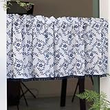 Pastorale Bistrogardine Art Scheibengardinen, Blauer Seladon mit Blumenmuster Landhausstil Gardine Kurzvorhang Modern Kurzstore Baumzweige Vorhang mit Blaue Schneekugel, 1 Stück, 40 x 140 cm (H x B)