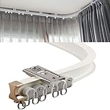 Weiß Aluminium Gardinenschiene Mit Deckenbefestigung, Gebogene Vorhangschiene Mit Stummen Rollen, Für Badezimmer, Schlafzimmer, Raumteiler (Color : White, Size : 4.4M/15FT)