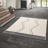 BALTA Teppich Skandinavien mit geometrischen Mustern, Berberteppich für das Wohnzimmer - Schlafzimmer, flachgewebt und 22 mm dick, 3D-Effekt, 100% Polypropylen, 120x170 cm, Creme - Schwarz