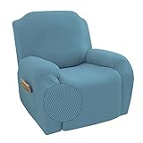 FANSU Stretchhusse für Relaxsessel Sesselbezug, 2 Sitzer Sesselschoner für Recliner Stuhl Sessel, Jacquard Stretch Sofabezug, Dick Elastisch Bezug für Fernsehsessel Liege (Denim Blue,1 Sitzer)