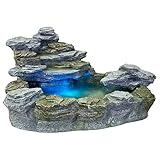 STILISTA Gartenbrunnen Olymp in Steinoptik XXL 100 x 80 x 60 cm inkl. Pumpe und LED-Beleuchtung rot blau gelb grün mystischer großer Springbrunnen