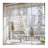 Transparent Schlaufenrollo Vorhänge 1PC Stickerei Spitze Römischen Vorhang Hause Welle Wohnzimmer Küche Balkon Voile (Size : W63CM X H250CM)