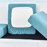 Sofa Sitzkissenbezug Stretch 3/4/2/1 Sitzer Sofasitzbezug Elastische Sofabezug für Rückenkissen,Sofahusse Couch-Kissenbezug,Sitzbezüge überzug für L Form Ecksofa Sitzkissen,BlueA-3seat-x(135-165cm)