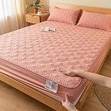 Fully Breathable,Fibre Filled Quilted Mattress Protector for extra Comfort Mattress Topper,pink,71inchx79inch(1pcs)
