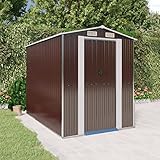 homiuse Geräteschuppen 192x274x223 cm Verzinkter Stahl Gartenhaus Metall Gartenschrank Fahrradgarage Fahrradbox Gartenschrank Wetterfest GartenhüTte GeräTehaus Metall Outdoor GeräTehaus Dunkelbraun