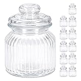 Murago - 12er Set Vorratsglas ca. 600ml / ca. 15x11cm luftdicht Gewürz Glas Dosen Bonbonglas Bonboniere Behälter mit Deckel Candy Bar Vorratsgläser Mittelgroße Gläser für Lebensmittel 0,6L Kekse