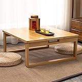 Faltbarer Bambus-Kaffeetisch, Vintage japanischer Teetisch, niedriger Tisch zum Sitzen auf dem Boden für schwebende Fenster, Tatami, Teestube, Balkon, Wohnzimmer, Outdoor ( Color : Wood , Size : 60*60