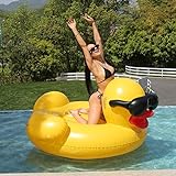79'' kleine gelbe Ente Das Tragen von Sonnenbrillen aufblasbarer Schwebebett Pool Schwimmen Luftbetten Für Planschbecken Spielzeug Luftmatratzen Party Essentials