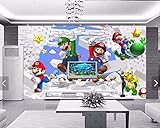 Benutzerdefinierte Tapete Für Kinder. Super Mario Animation, Moderne 3d-wandbilder Für Wohnzimmer Sofa Kinderzimmer Wand Vinyl Tapete Breite 300 cm * Höhe 200 cm