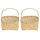 Rattan Korb Obstkorb Geflochtener Blumenkorb: 2 Stücke Picknickkorb Weidenkorb mit Henkel Hochzeitskorb Hochzeit Streukorb Blumenkinder Körbchen Einkaufskorb Henkelkorb Landhausstil Deko Tischdeko
