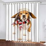 Vorhang Blickdicht für Modern Schlafzimmer Wohnzimmer, 3D Braun Gefleckter Hund Druck Muster 2Er Set Thermogardine Mit Ösen H 140 X B 120 cm Verdunklungsvorhänge Mit Kälteschutz & Wärmeisolierend