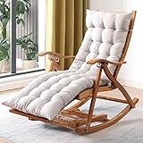 MINDONG HZH Liegestuhl Schaukelstuhl Zuhause Balkon Freizeit Lazy Lounge Chair Rattan Alter Mann Nickerchen Erwachsener Massivholzstuhl Traggewicht 200 kg (Verlängern Braun) (Verlängern Grau)