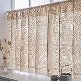 DIBAKO Bistrogardine Retro Scheibengardine Baumwolle Kurzgardine Hohl Küchengardine Kurz Gardinenschals Kurzvorhang Für Kinderzimmer 1 Stüc (Size : 230x90cm)