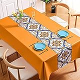 NINGHOME Küche Esstisch Kunststoff,90x150cm,PVC Tischdecke Rechteckig für Küche Esstisch Kunststoff Wischtuchreinigung Tischdecke für Indoor Outdoor