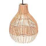 Decorasian Boho Lampenschirm aus Rattan – Korb Lampenschirm für Pendelleuchte mit E27 Lampenfassung – Korb Lampe - 2-farbig