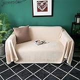 Homxi Sofahusse 3 Sitzer,Sofabezug Einfarbig Sofa Überzug Chenille Sofa-Handtuch Beige Sofahusse Universal 180x240CM