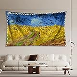 INVIN ART Wandteppich, Wandbehang, Kunst, Heimdekoration, Weizenfeld mit Krähen von Vincent Van Gogh, Kunstdruck, Gemälde für Wohnzimmer, Schlafzimmer, Badezimmer, Wohnheim