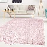 carpet city City ayshaggy Shaggy Teppich Hochflor Langflor Einfarbig Uni Rosa Weich Flauschig Wohnzimmer, Größe: 160 x 230 cm, 160 cm x 230 cm csha-500-pink-160x230