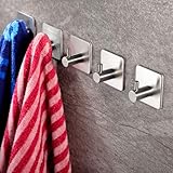ZUNTO Handtuchhalter ohne bohren Haken Handtuchhaken Kleiderhaken Selbstklebend Klebehaken Wandhaken Edelstahl für Badezimmer Küche, 5 Stück