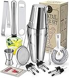 16pcs Cocktail Shaker, Coktailmixset, Cocktail Set Mit Einem Doppelten Jigger, Einer Eiszange, Cocktailshaker, Set Cocktail Mixen Mit Muddler, Flaschenöffner, Boston Shaker, Shaker Cocktail Set