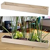 Cepewa Pflanzkasten mit Inlay | naturfarben Folie 70x7x12cm Holz | Kiste zum Bepflanzen Blumen Kräuter