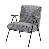 SFXYOYBT Sessel Wohnzimmer Bequem, Akzent Gepolstert Gepolstertes Einzelsofa Stuhl, Gepolstertes Gewebe Eleganten Akzent Stuhl, Retro Comfy Gepolsterte Lounge Stuhl(Color:Schwarz weiß)