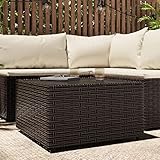 puraday Garten-Couchtisch Quadratisch Braun 50x50x30 cm Poly Rattan Balkontisch Gartentisch Rattan Couchtisch Outdoor Rattan Couchtisch Niedriger Tisch Ratanmöbeln Terassenmöbel Außen