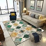 Rururug Teppich Designer Teppich Vintage Teppiche im Barockstil pflegeleicht Flur, Schlafzimmer, Küche, Wohnzimmer Teppich (Smaragd, Senfgelb Barock, 160x230CM)