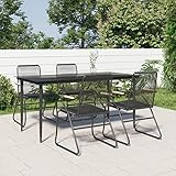 Tidyard 5-TLG. Sitzgruppe Gartenmöbel Set Gartenset Garten Essgruppe Sitzgarnitur Set Balkonmöbel Set Balkongarnitur Gartengarnitur Lounge Gartentisch Gartenstuhl Tisch Sessel Schwarz PVC Rattan