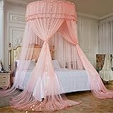 BUJOG Bettvorhänge, Baldachin, Prinzessinnenbett, Baldachin für Mädchen, niedliche Raumdekoration, Moskitonetz, Bettdekoration für King-Size- und große Queen-Size-Betten, einfache Installation (Gr