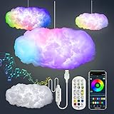 Hont 3D Big Cloud Lightning Light Kit Musiksynchronisation Warmweiß Mehrfarbige Blitzlichter 360-Grad-Funkfernbedienung APP NO DIY Coolste Dekorationen für Erwachsene und Kinder im Innenbereich