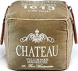 Kobolo Sitzpouf Pouf Sitzwüfel Hocker - Chateau - aus Canvas - mit Applikationen