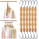 Kleiderbügel Platzsparend 6 Stück，Garderobenhaken aus Holz Multifunktionaler，rutschfeste Schrank Organizer für Schwere Kleider,Magic Raumsparbügel Garderobe Vertikal/Horizontal Clothes Hangers