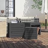 JUNZAI 3-TLG. Gartenbox-Set, Kissenbox Outdoor WassBerdicht, Auflagenbox, Aufbewahrungsbox, Terrassenschrank, Gartentruhe, Gartenkiste, Garten Aufbewahrung, Grau Massivholz Kiefer