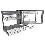 KuKoo Magic Corner Eckschrank Korb Küchenschrank Körbe Schrankauszug Schrankkörbe Küchenkorb Korbauszug Schrankauszüge Schrankkorb Küchen-Regal Soft Close Funktion Aufbewahrungskörbe 90cm - 100cm