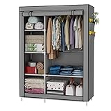 UDEAR Kleiderschrank Faltschrank Wäscheschrank Schrank Kleidung Speicherorganisator Canvas 105 * 45 * 170 cm Grau