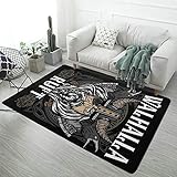 LDZDGD Bereich Teppich für Schlafzimmer Wohnzimmer, Nordischer Wikinger-Mythologie-Totem-Flanell-Teppich, Flauschig, Weich, Bequem, rutschfest, Waschbar (Color : Odin, Size : 80 x 120CM)