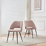 B&D home Esszimmerstühle 2er Set, Polsterstuhl mit Armlehne, Küchenstuhl, Design Stühle Esszimmer, Wohnzimmer, Küche, Metallbeine, Kordsamt, Rosa, 11126-ROSA-2