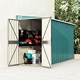 JUNZAI Wand-Geräteschuppen, Gartenhaus, Gerätehaus, Gartenhütte, Gartenschuppen, Fahrradgarage, Gartenhütte, Grün 118x288x178 cm Verzinkter Stahl