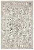 NORTHRUGS In- und Outdoor Teppich 160x230cm - Wetterfest Vintage Muster Orientalisches-Design Läufer Terrassenteppich Balkonteppich Küchenläufer Badteppich Wohnzimmerteppich Wasserfest in Creme Taupe