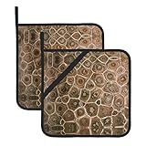Topflappen, 2er-Set, Petoskey Stone, hitzebeständig, Topflappen für Küche, rutschfest, zum Kochen, Backen, Hot Pad, 20,5 x 20,5 cm
