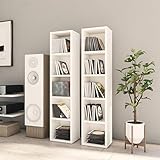 BULANED CD-Regale 2 STK CD Ständer, Medienregal, DVD-Regal, Bücherwand, DVD Aufbewahrung, Wandregal, Weiß 21x16x93,5 cm Spanplatte