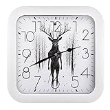NOLLAM 26 cm Wanduhr Rehkopf Geweih Kunstillustration Batteriebetrieben Quarzwerk Wanduhren Lautlos Ohne Tickgeräusche Dekoration Wohnzimmer Küche Schlafzimmer zahnräder