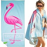 LEcylankEr Strandtuch Großes, Mikrofaser Handtuch 180x90, Sandabweisend Schnelltrocknend Mikrofaser Strandtuch Groß, für Strand/Poolside/Strandstühle (Flamingo)