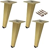 Möbelbeine, Tischbeine, Hockerbeine, Sofabeine aus Schmiedeeisen in Gold, schräge kegelförmige Bettbeine, Möbelstütztischbeine, Schrankerhöhungsfüße 4 Stück (6,7 Zoll (170 mm)) ( Color : 5in(130mm) )