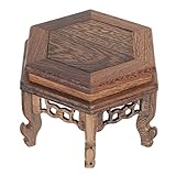 CIYODO Hühnerflügel-Holz Sechseckiger Tisch Kreisvase Runder Holztisch Porzellan-Präsentationsständer Blumentopf-Ständer Holzhocker Kein Licht Pflanzen Zuhause Teekannen-Basis